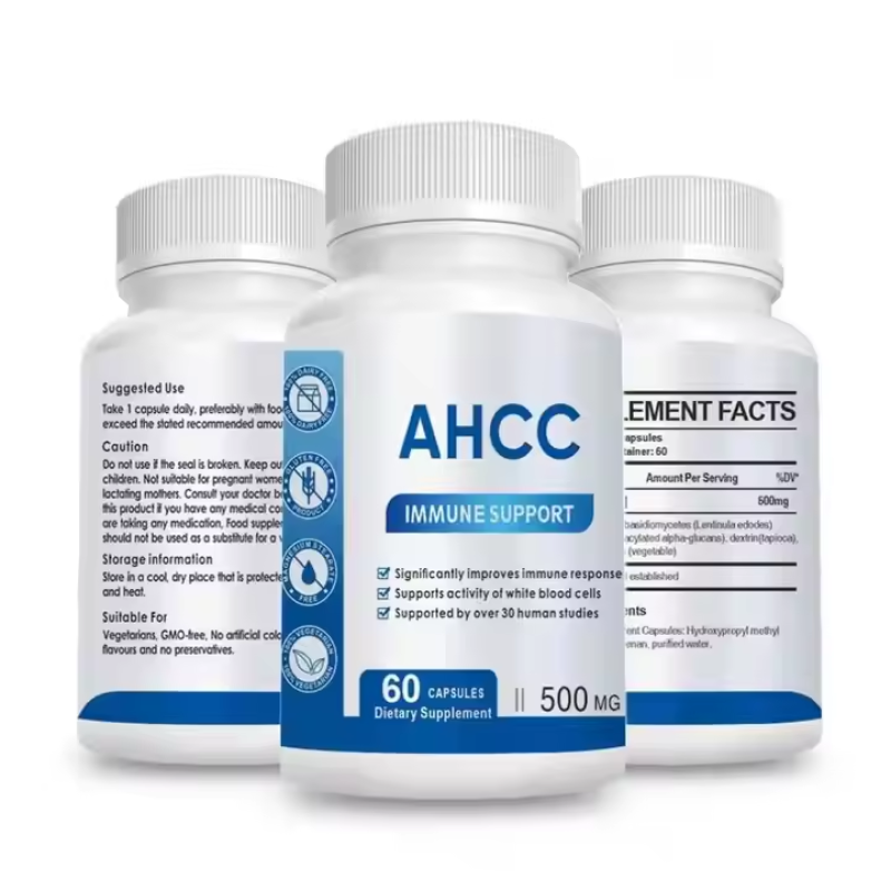 Organic AHCC Mushroom Extract Capsules 60Pcs - 500mg Immune Support & White Blood Cell Activity