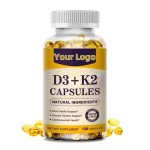 OEM Private Label Vitamin D3+K2 Softgels Capsules Supplements for Bone Health and Immune Support