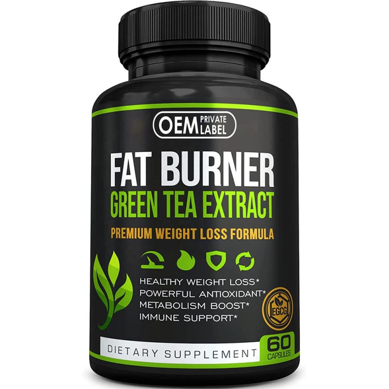 Organic Green Tea Extract Capsules , Boosts Metabolism & Natural Fat Burning, Antioxidant-Rich