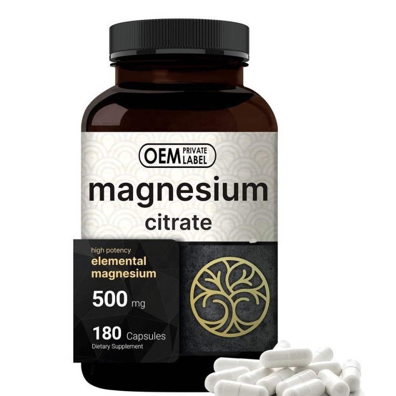 High Potency Magnesium Citrate 500mg for Heart Health, Muscle Function, and Sleep Support
