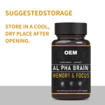 OEM for  Memory & Focus Support Capsules 100 Caps Dietary Supplement with Alpha GPC & Huperzine a Herbal Supplements