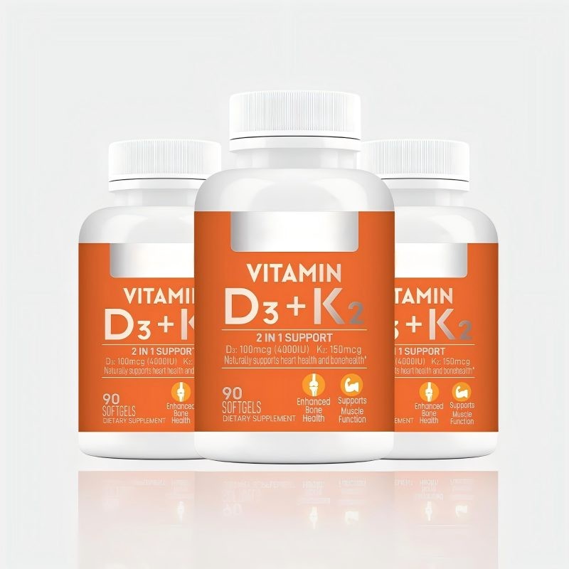 Vitamin D3 K2 Soft Capsules Support Heart Immune Health Supplement Vegan Bone Health Cardiovascular protection