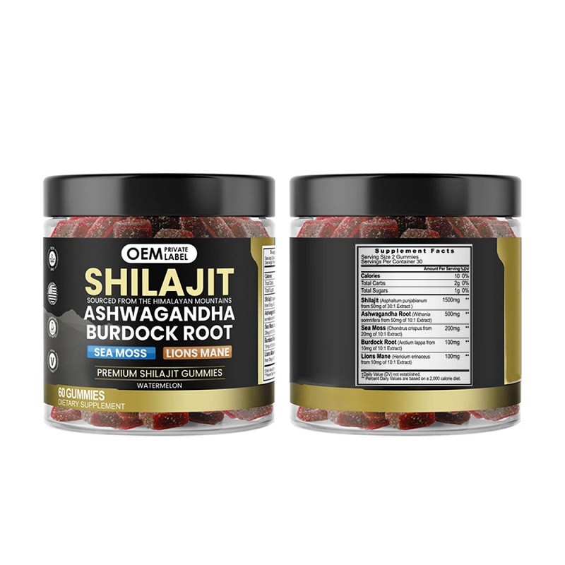 3-in-1 Herbal Gummy Shilajit Ashwagandha Antioxidant Enhance Energy Enhance Adult Seaweed Lion's Mane