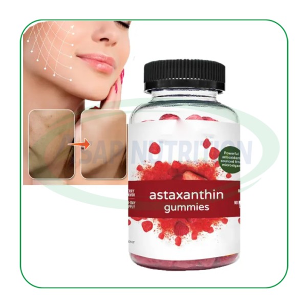 Astaxanthin Collagen Gummies Vegan Beauty Supplement for Skin and Hair Care with Antioxidant Benefits