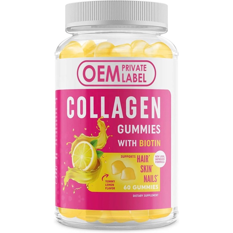 Premium 60-Gummy Collagen Supplement with 2500mcg Biotin Antioxidant Hair Growth and Skin Radiance Formula