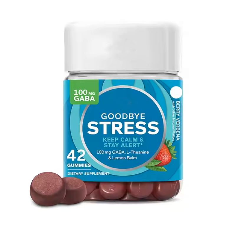 Stress Relief Gummies with GABA L-Theanine & Lemon Balm for Calm Mood Support & Mental Alertness Supplement
