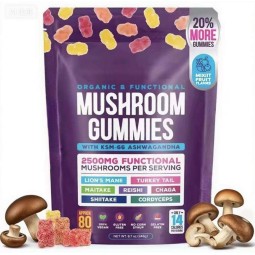 Organic Lions Mane Mushroom Gummies with Reishi, Cordyceps, and Chaga for Immune Defense and Cognitive Boost