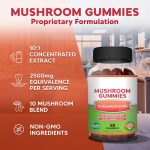 Delicious Super Mushroom Daily Gummies  Immune Support & Brain Booster with Vitamins for Men Women