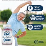High Potency Zinc Gummies for Immune Support - 60, 90, 120 Count Dietary Supplement
