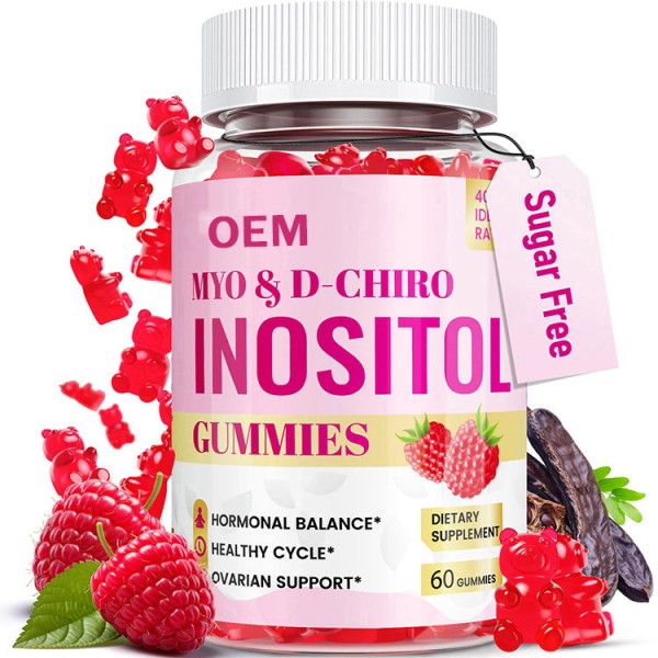 Wholesale Myo-inositol & D-chiro Inositol Gummies for Hormonal Balance & Ovarian Health with Vitamins D