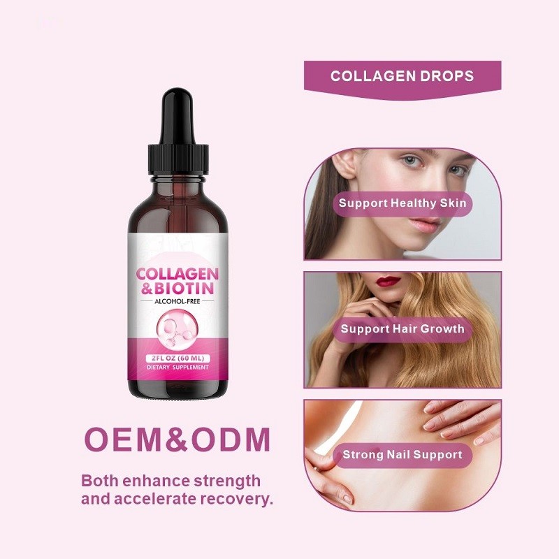 Women's Collagen Drop Oral Liquid Biotin Hair Care Products Support Adult Men Healthy Nails and Skin and Anti-aging