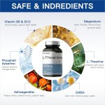 L-theanine  Capsules with B6 & B12 - Non-GMO for Stress Relief & Calm Focus