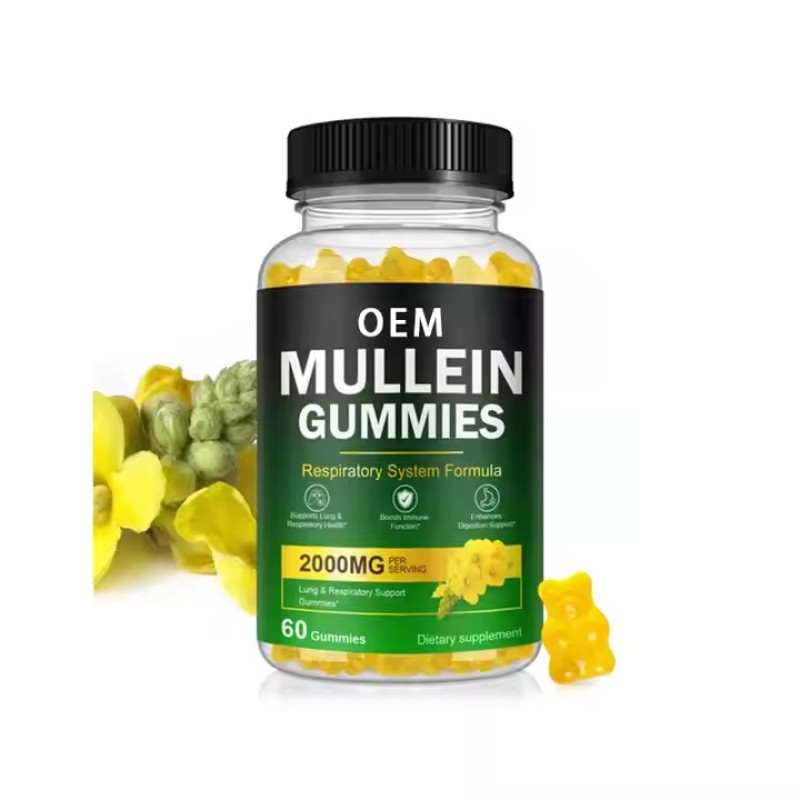 OEM Private Label Natural Mullein Extract Gummies Lung Detox Promote Digestion Supplements Health Mullein Gummies