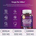 OEM 1000mg Quercetin Gummies with Bromelain, Zinc, Elderberry, Vitamin C, D3 & K2 for Cardiovascular Health