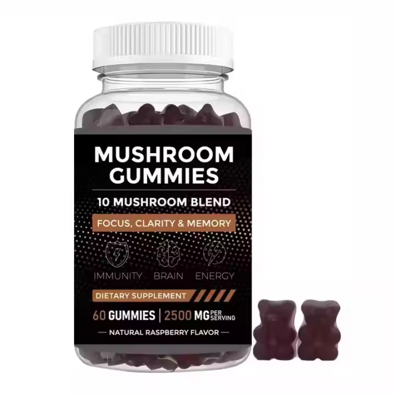 10 Mushroom Complex Gummies 2500mg - Immune Booster & Cognitive Support Supplement for Adults Daily Wellness