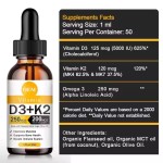 OEM/ODM High Quality Vitamin D3 K2 Drops Oral Oil Support Bones Liquid Drops System and Energy Levels