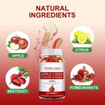 Plant-Based Apple Cider Vinegar Gummies with Vitamin B12 and Folic Acid for Digestive Health and Energy Boost