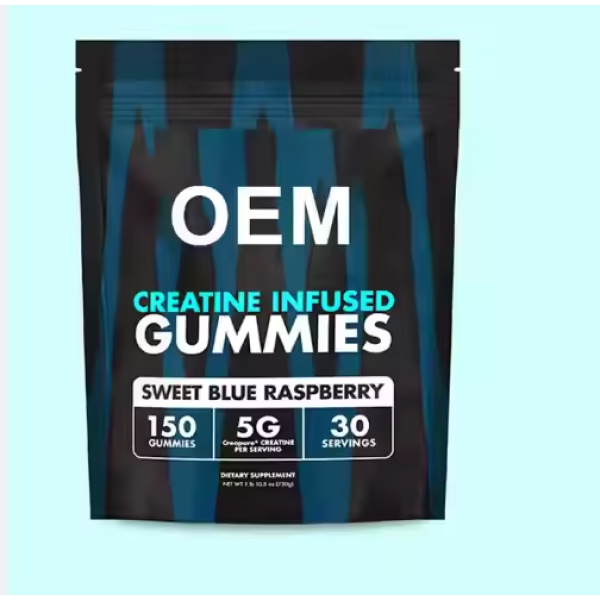 Blue Raspberry Creatine Gummies 5g Per Serving - Muscle Strength & Energy Booster for Athletes & Fitness Enthusiasts