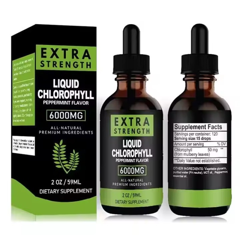 Hot-selling Private Label Customized Extreme 6000mg Organic Vegan Chlorophyll Liquid Drops Splina Bulk Water Syrup Oral Vitamins