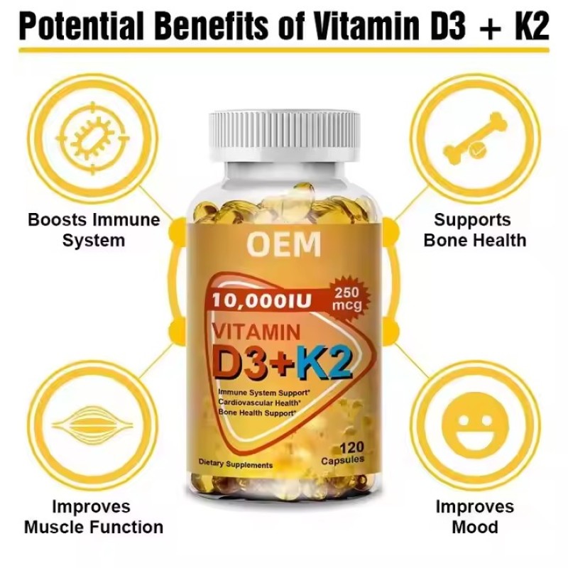 Vitamin D3 + K2 Supplement Soft Capsules Muscle and Bone Supplements Immunity boost Multivitamin for Pregnant Women
