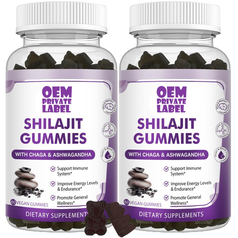 OEM Private Label Pure Himalayan Shilajit Gummies with Fulvic Acid Trace Minerals - Natural & Organic Health Supplement