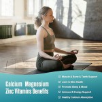 Premium Calcium Magnesium Zinc Gummies with Vitamin D3 and K2 for Bone Strength and Muscle Support 60 Gummies