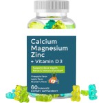 Premium Bone and Muscle Support Gummies Calcium Magnesium Zinc with Vitamin D3 & K2 Vitamins Supplement
