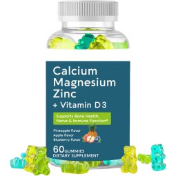 Premium Bone and Muscle Support Gummies Calcium Magnesium Zinc with Vitamin D3 & K2 Vitamins Supplement