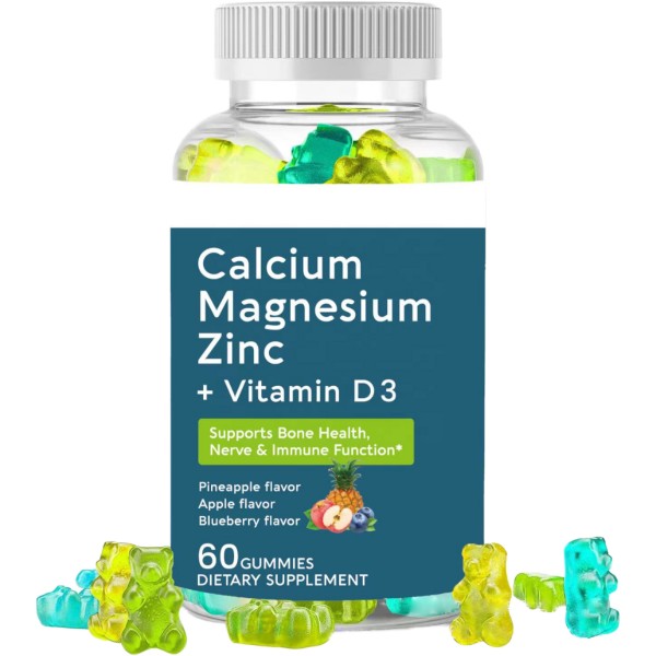 Premium Bone and Muscle Support Gummies Calcium Magnesium Zinc with Vitamin D3 & K2 Vitamins Supplement