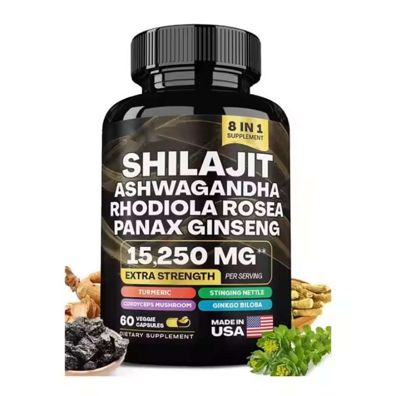 Wholesale Shilajit Ashwagandha Rhodiola Rosea Panax Ginseng Shilajit for Men and Women Pure Himalayan Shilajit 60 Capsules
