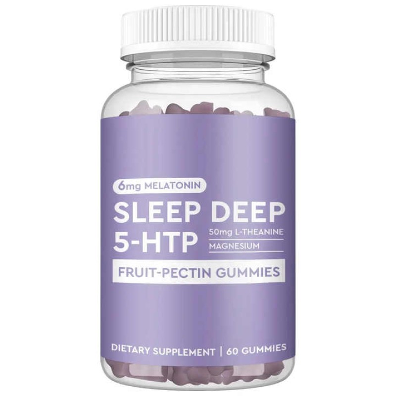 Deep Sleep Supplement for Adults Vitamins B6 Theanine 5-HTP Powder Melatonin Gummy Candy