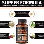 Panax Ginseng Capsules Blended with Ashwagandha, Beetroot, Green Tea Extract & Maca for Energy, Vitality
