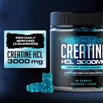 Creatine HCL Gummies 3000Mg Pre Workout Energy Supplement Raspberry Vegan Monohydrate