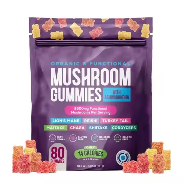 Vegan Lion's Mane Mushroom Gummy Candy Growth Change Visual Health Supplement Brain Development