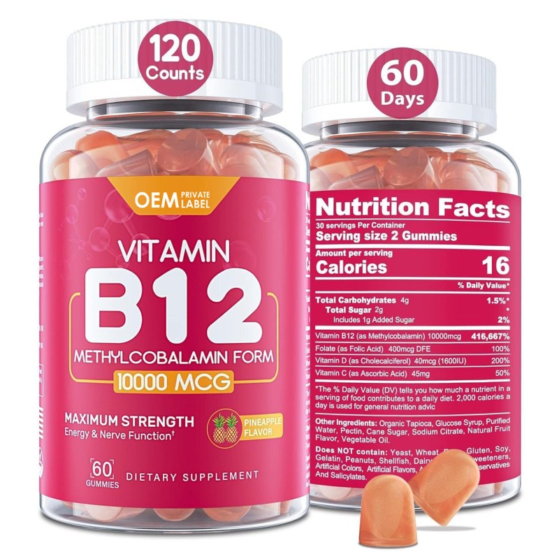 OEM Energy Boosting Vitamin B12 Gummies - Support Nervous Function & Enhance Focus