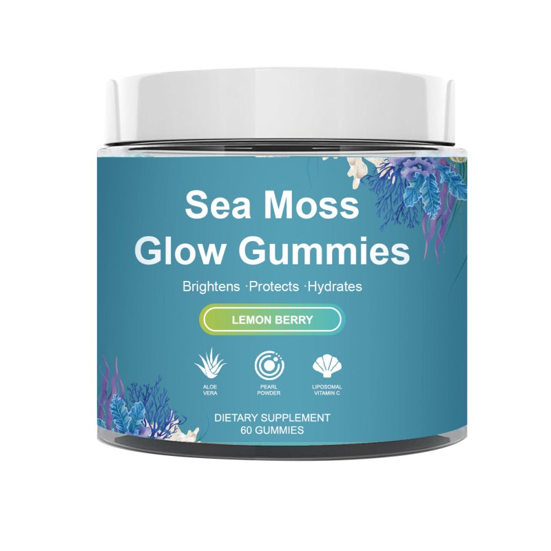 Sea Moss Glow Gummies with Pearl Powder for Hair, Skin and Nails Support - Vegan Vitamin Supplement for Women and Men