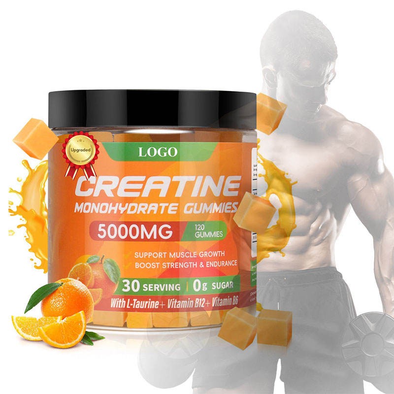 Premium Creatine Monohydrate Gummies 5000mg with Orange Flavor for Muscle Strength and Energy Boost