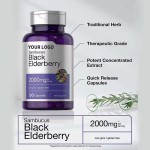 Vegetarian Supplement Black Elderberry Capsules Vitamin c and Zinc Vitamin Elderberry Supplement Immunity