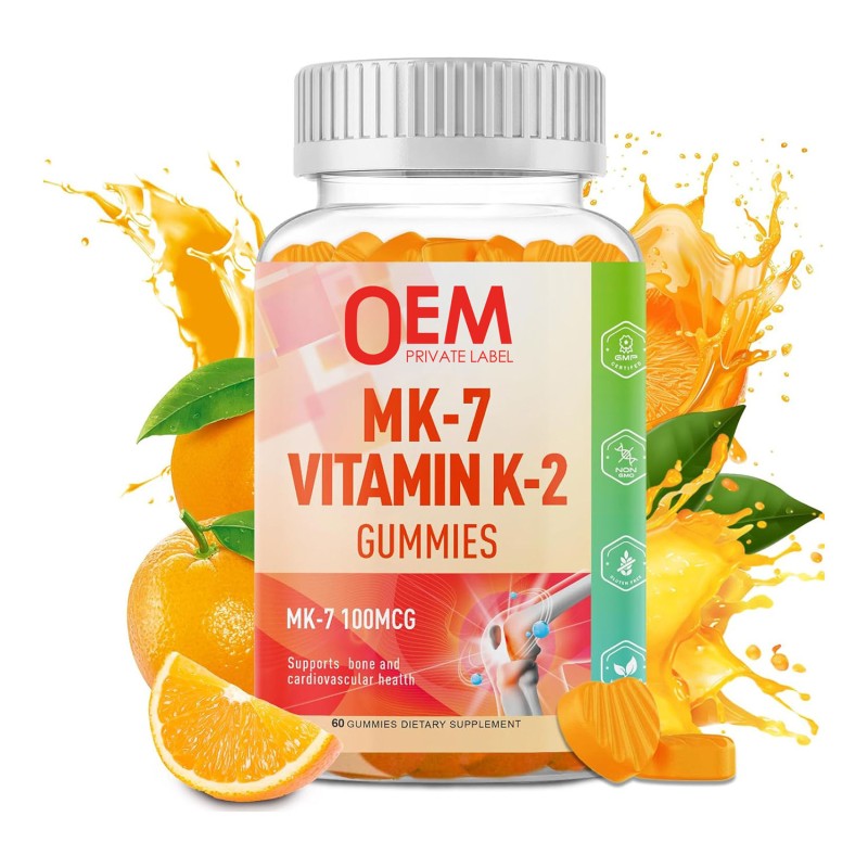 OEM 100mcg Vitamin K2 MK-7 Gummies for Bone Health Support ,energy Management