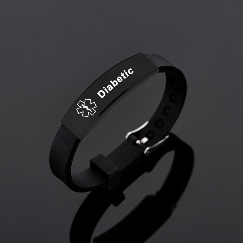 Medical Alert Bracelet Factory - Black Stainless Steel Silicone Engraving