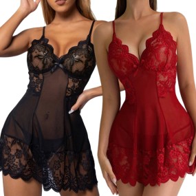 Night Dresses Manufacturer - Lace Plus Size Sleepwear Evening Dress