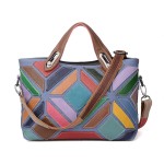 Leather Handbag Factory - Color Leather Stitching Shoulder Messenger