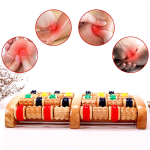 Shiatsu Foot Massager Manufacturer - Natural Wood 3 6 Rows Nails Roller OEM