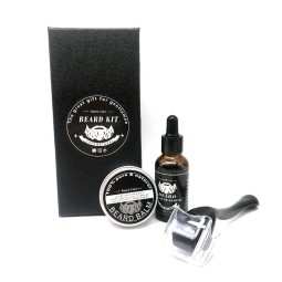 Beard Roller Kit Supplier - Black Derma Roller & Oil Grooming Set