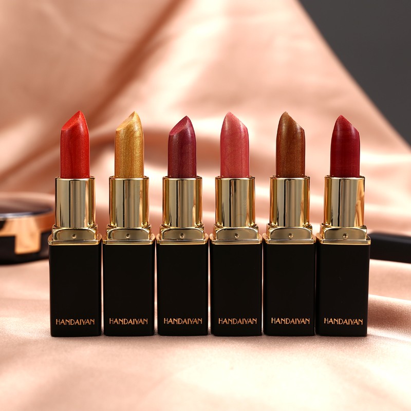 Lipstick Manufacturer - Ready to Ship 9 Colors Square Tube Gold Lipstick Pearl Metallic