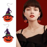 Halloween Earrings Factory - Halloween Printed Spider Web Skull Ghost Drop Earrings