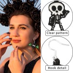 Halloween Earrings Factory - Halloween Printed Spider Web Skull Ghost Drop Earrings