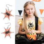 Halloween Earrings Factory - Halloween Printed Spider Web Skull Ghost Drop Earrings