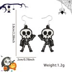 Halloween Earrings Factory - Halloween Printed Spider Web Skull Ghost Drop Earrings