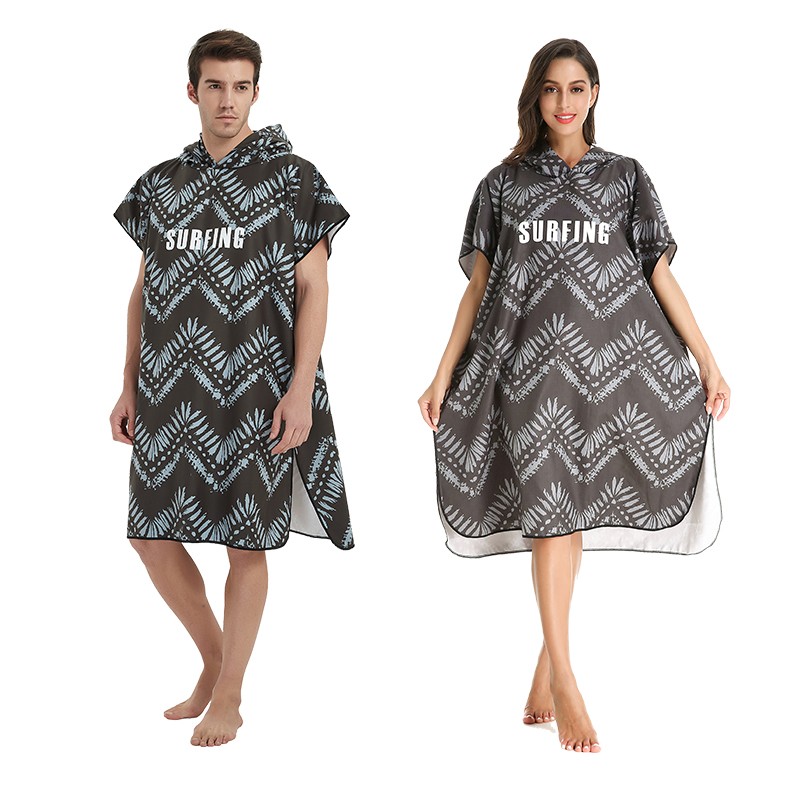 Beach Poncho Factory - Printed Poncho Hooded Towel Comfortable Microfiber Beach Poncho